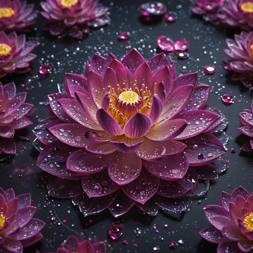 Magenta Constellation Lotus in Crystal Garden