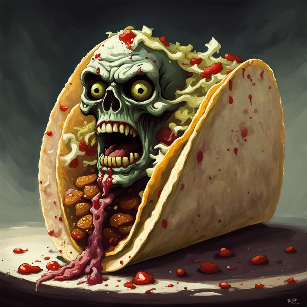 Sinister Zombie Taco, Dark Fantasy Art