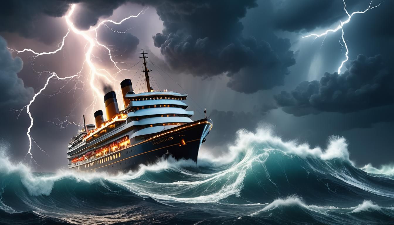 Cruise Liner in Stormy Seas: Fantasy Concept Art