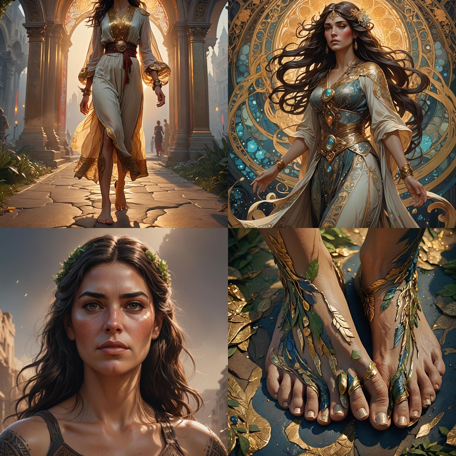Giant Brunette Woman Barefoot: Hyperdetailed Digital Portrai...