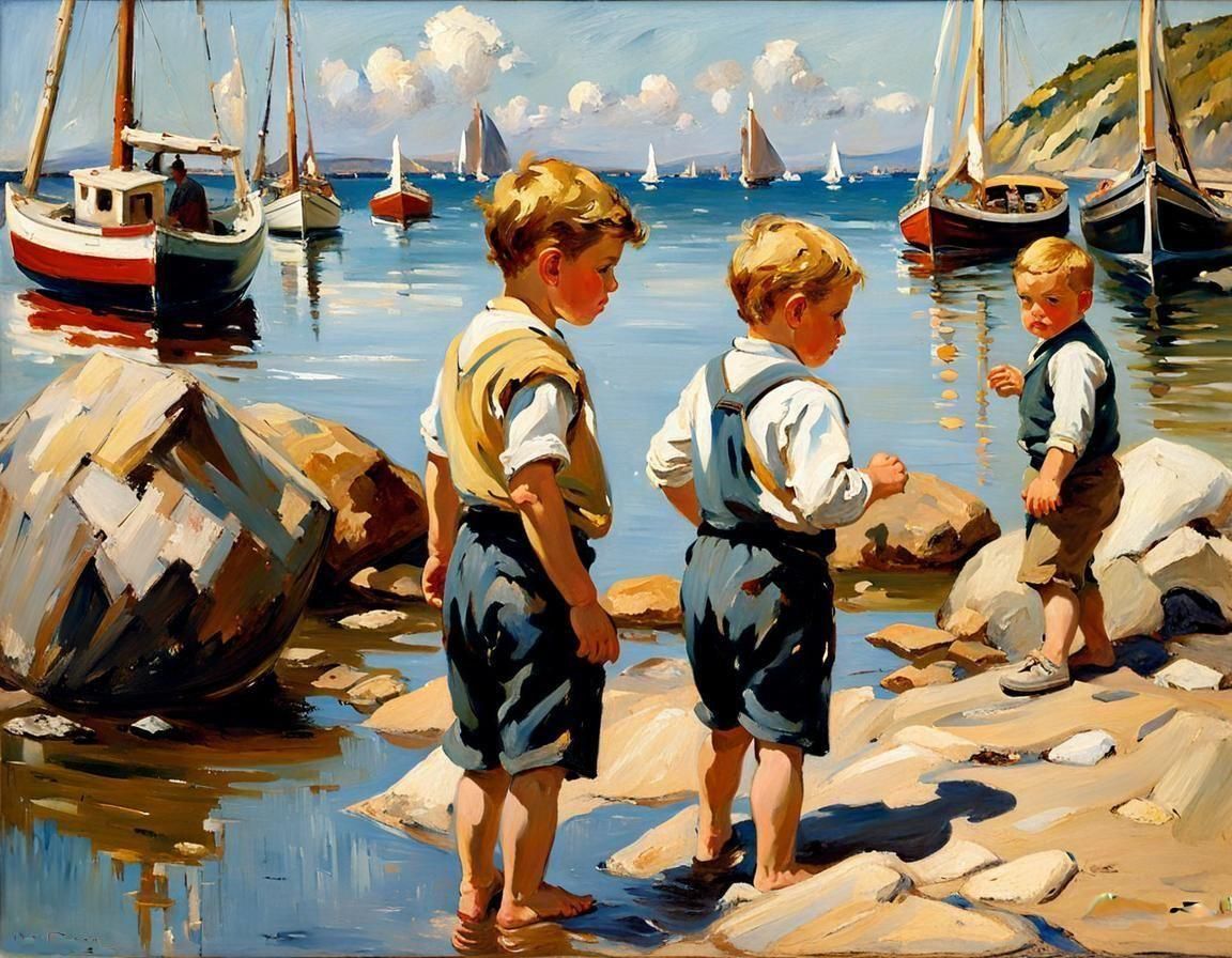 Impasto Seascape: Sandy Beach Oil Painting