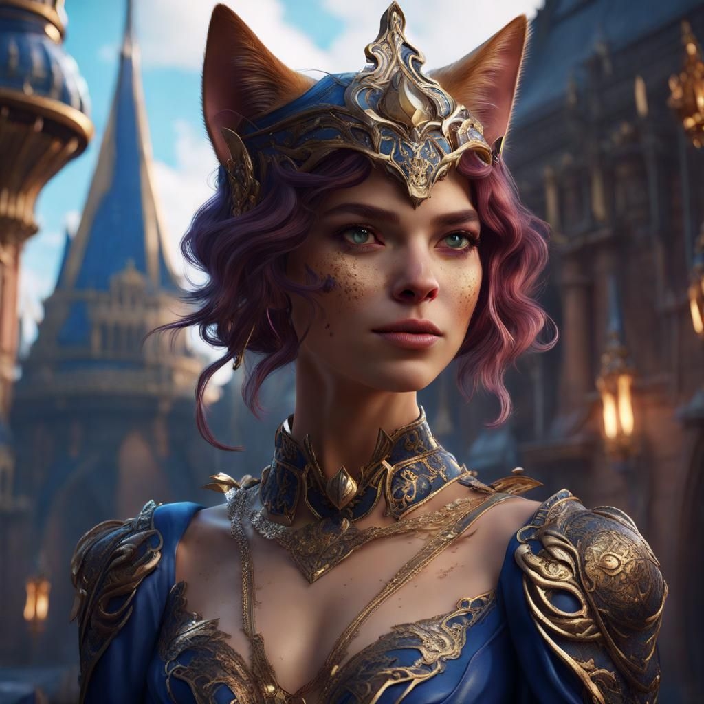 Royal Cat Girl in Detailed Fantasy Art