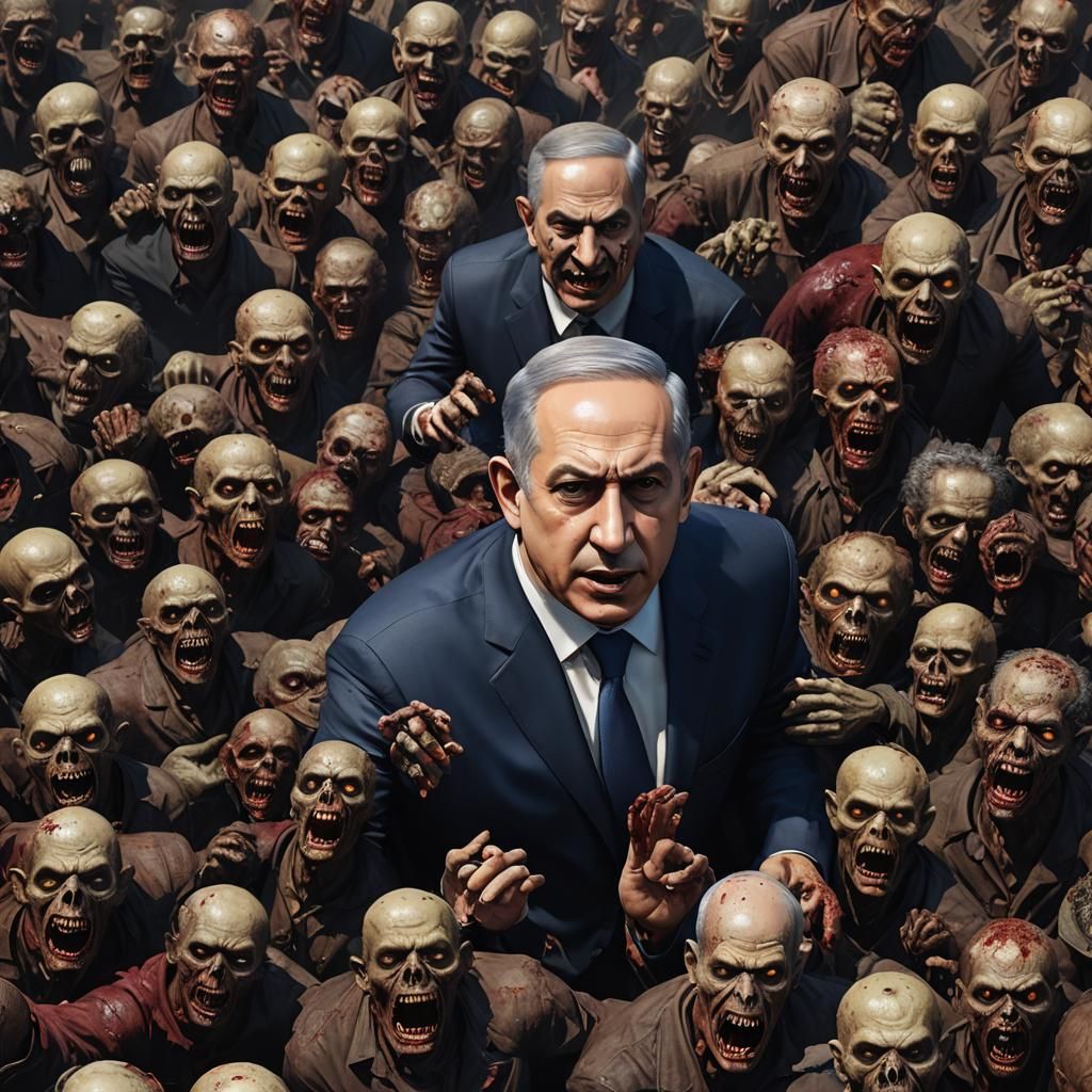 Netanyahu Zombie in Detailed Matte Painting