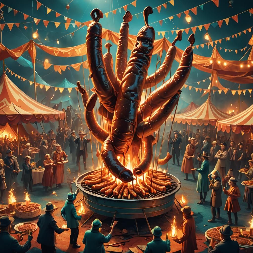 Surreal Circus: Meat Dancing on Sausage Pan