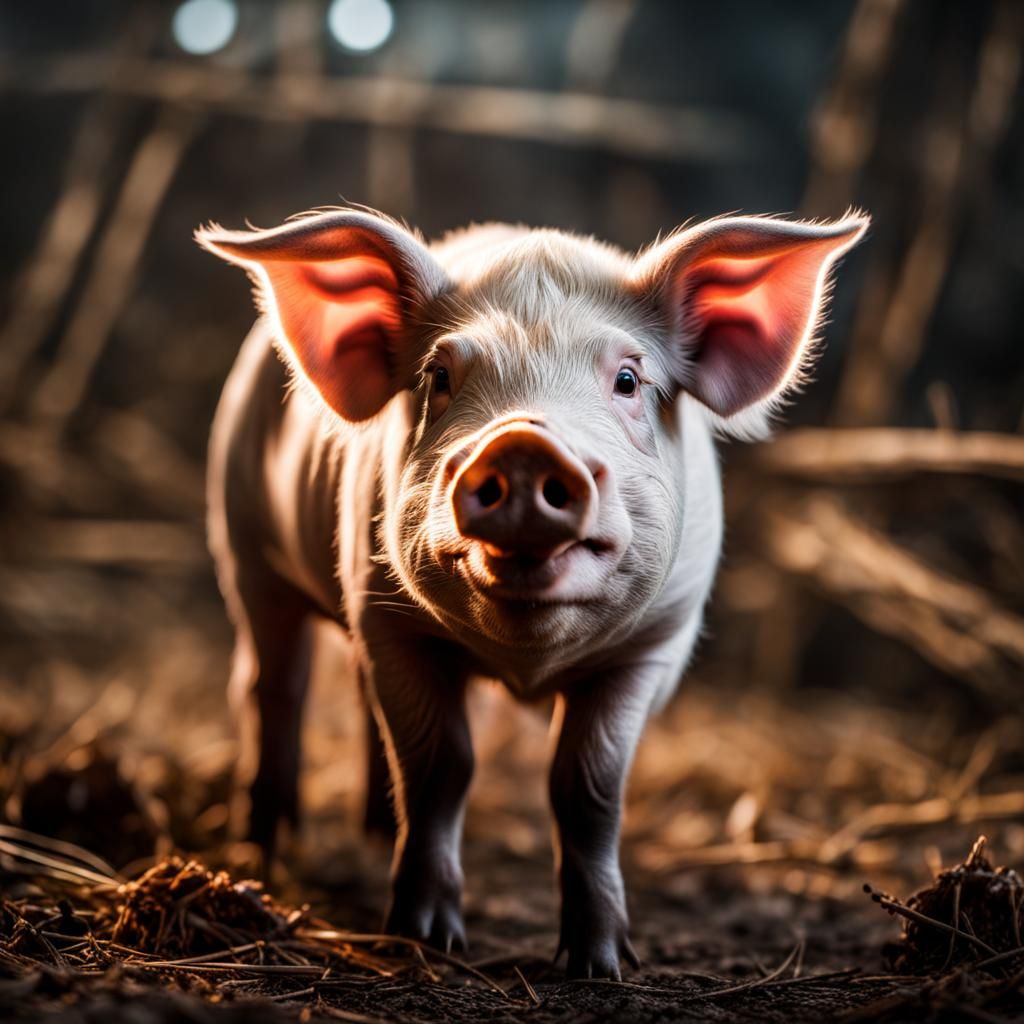 Hyperrealistic Close-Up of a Cute Pig