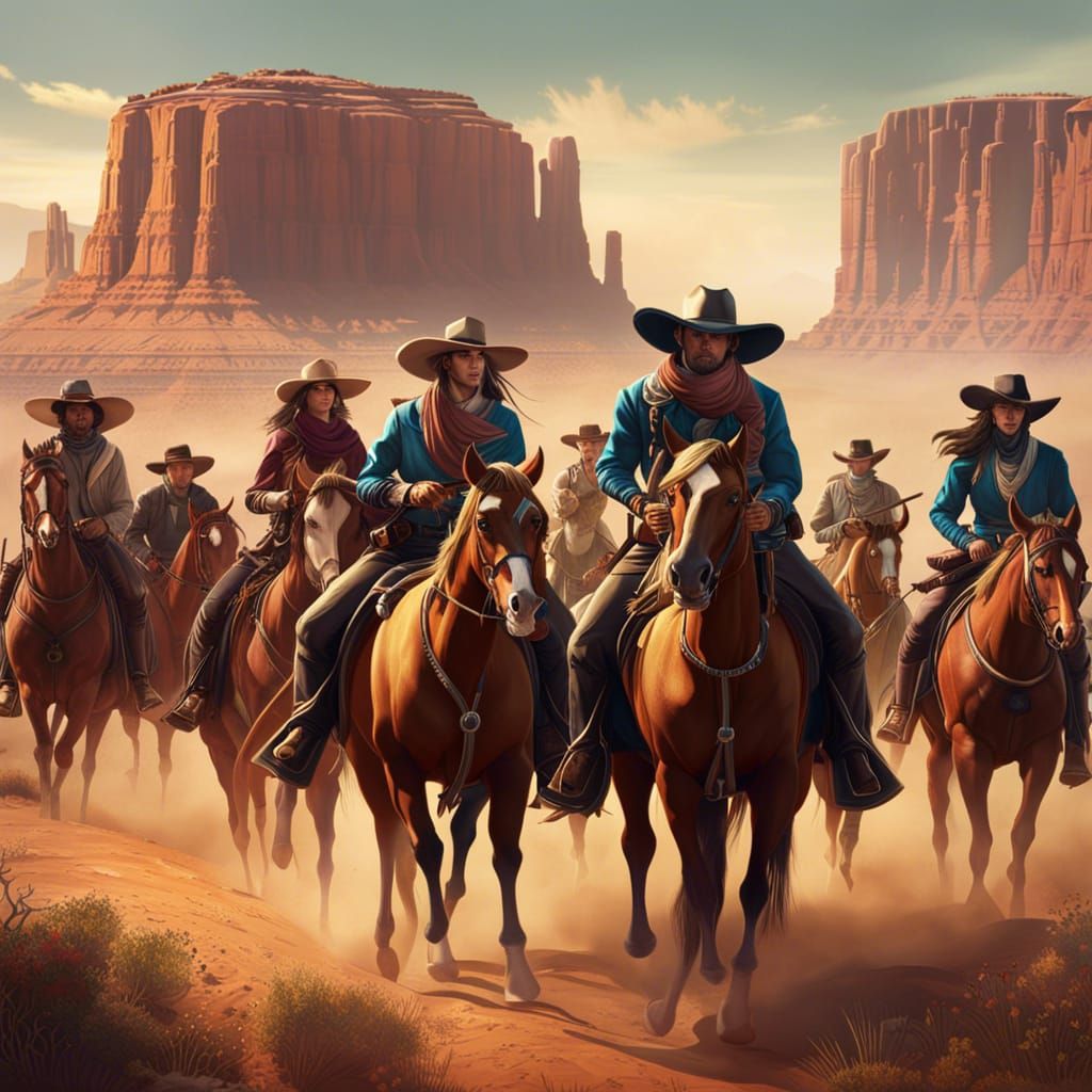 Cowboys and Cowgirls Desert Shootout in Detailed Matte Paint...