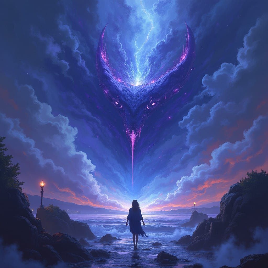 Ethereal Dark Fantasy Concept Art in Blue