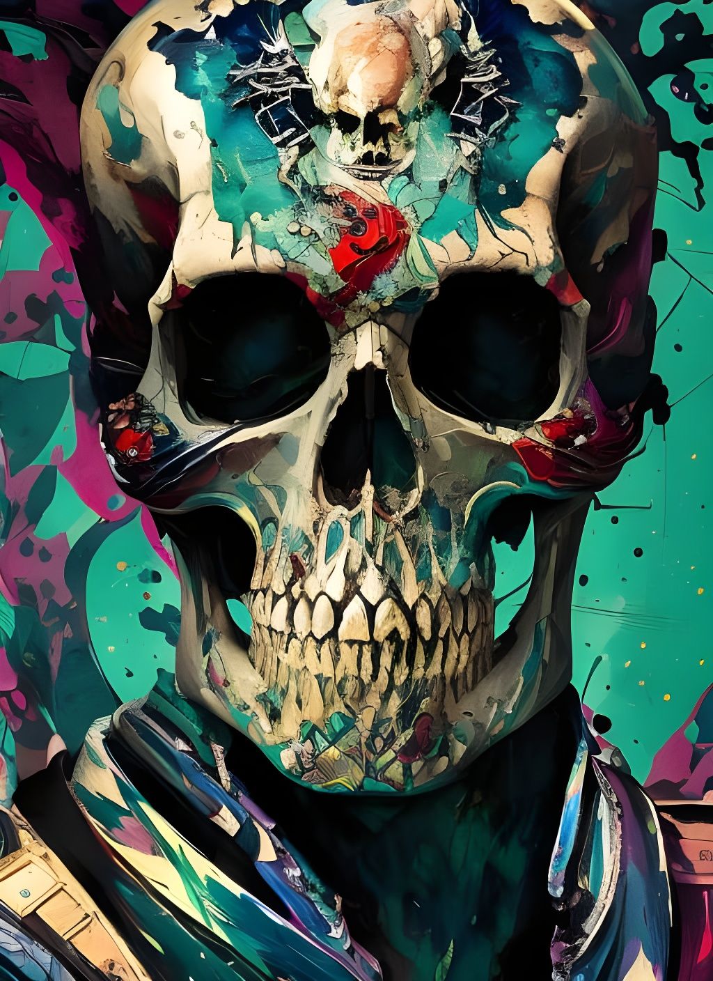 Badass Skeleton Man Portrait in Anime Style