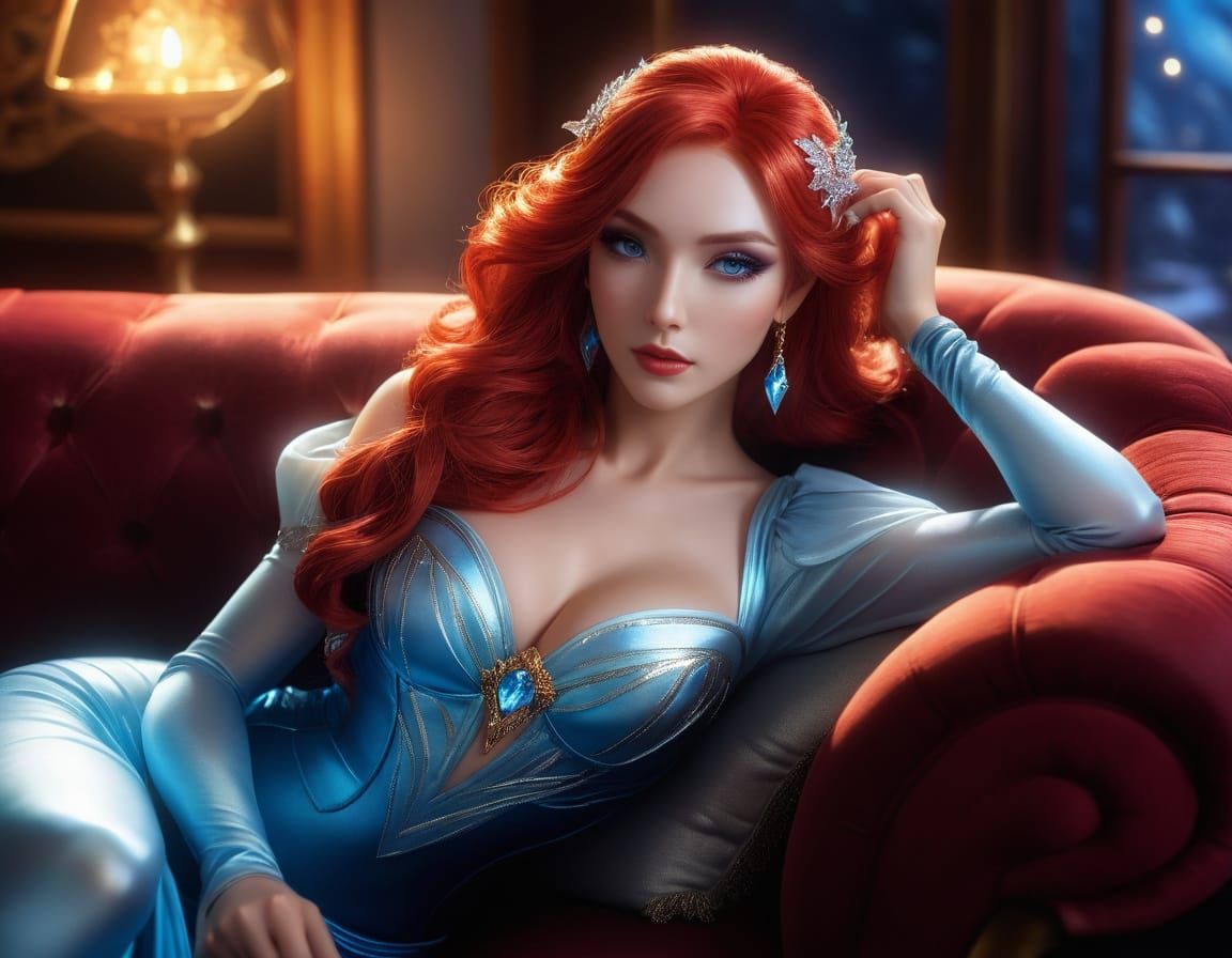 Ice Elf Femme Fatale in Anime Style