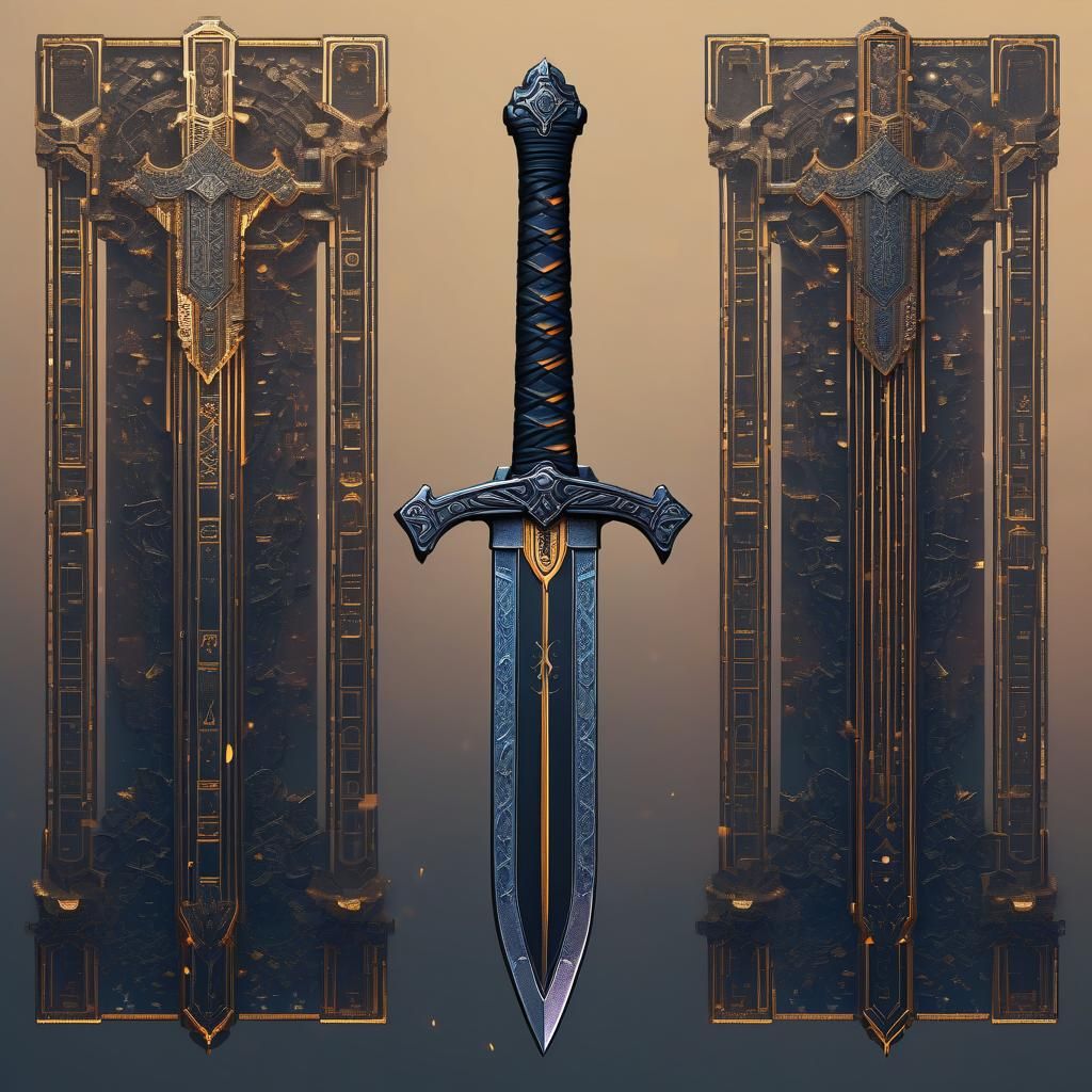 ASCII Art Sword in Detailed Matte Painting