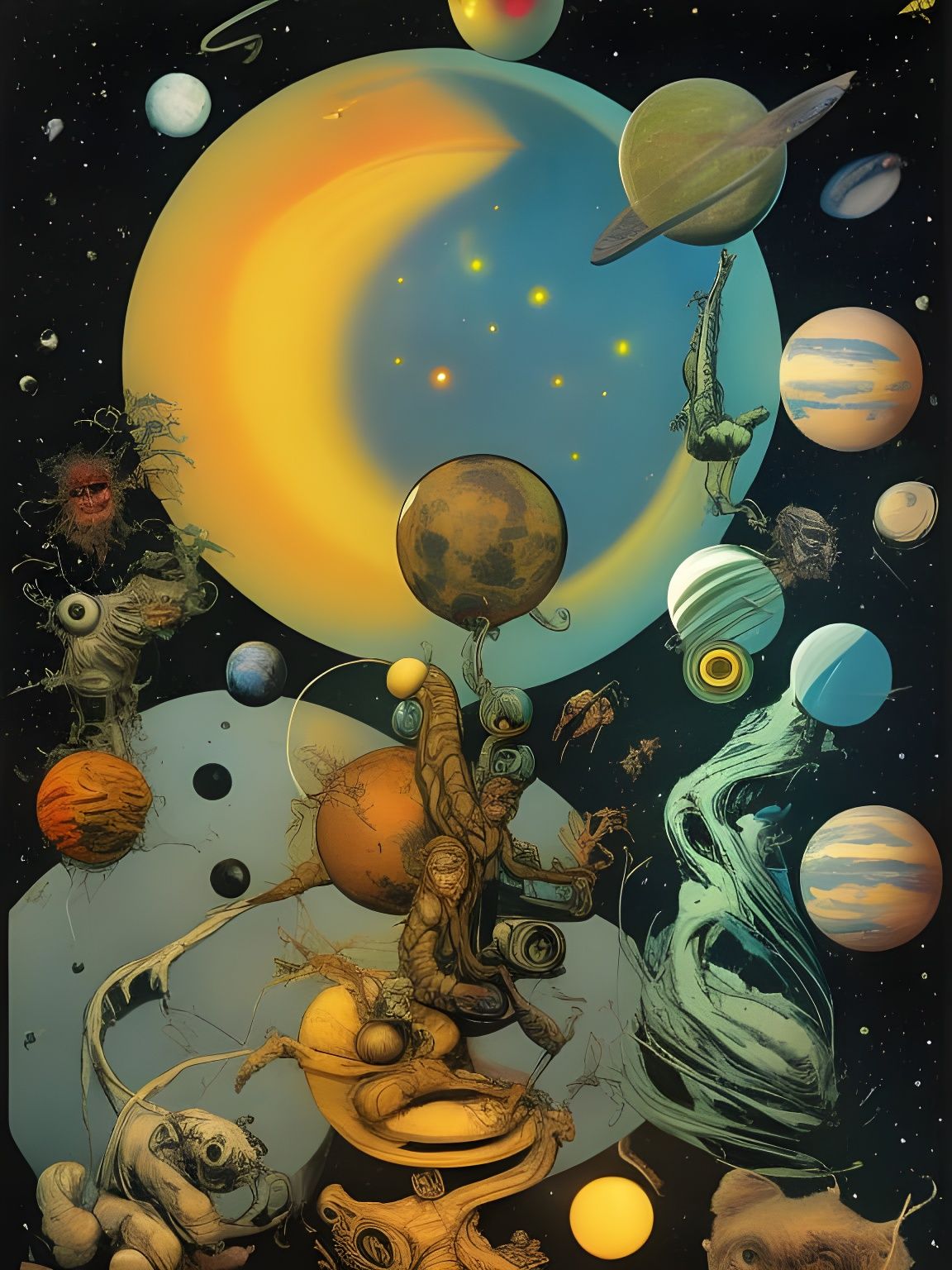 Planets from Outer Space in Comic Book Art Style