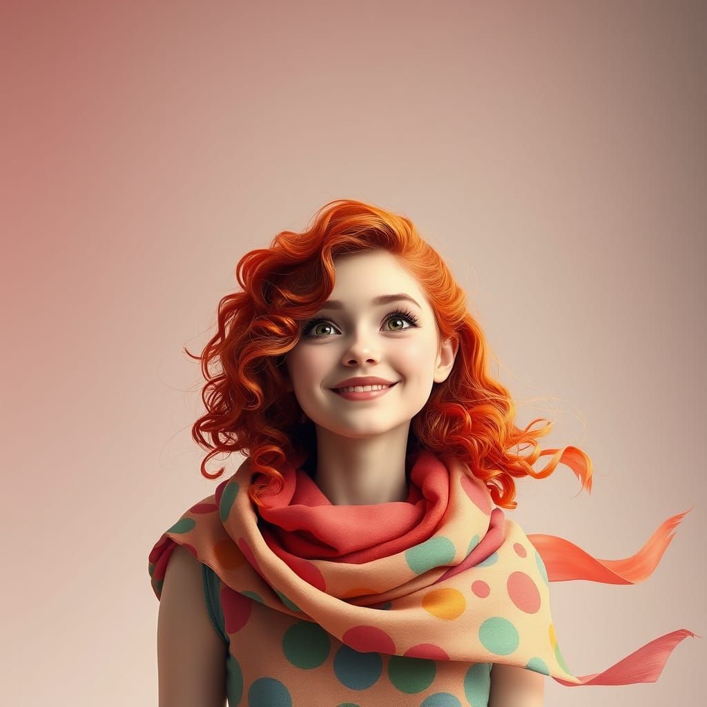 Radiant Young Woman in Ethereal Landscape