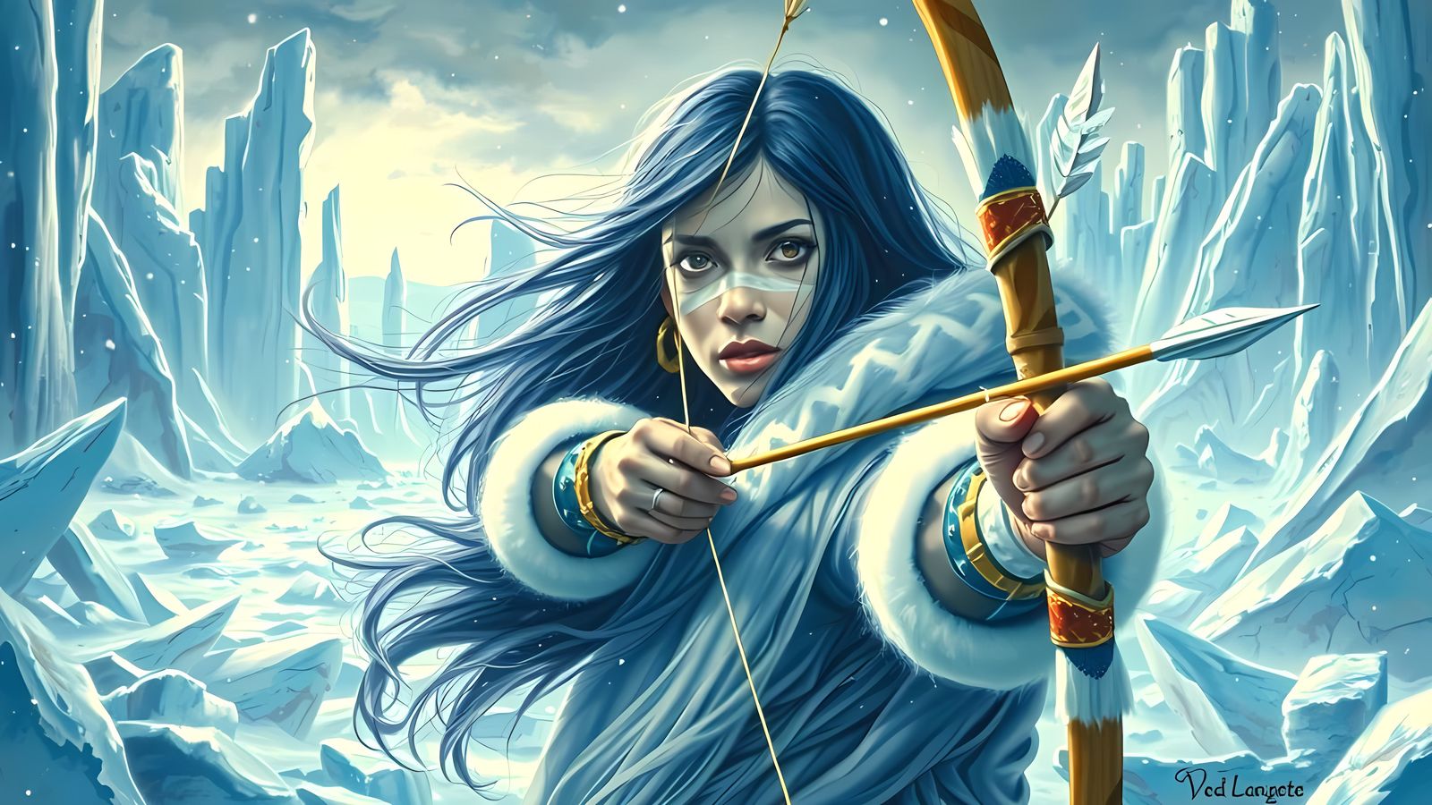 Inuit Archer Sedna in Icy Landscape