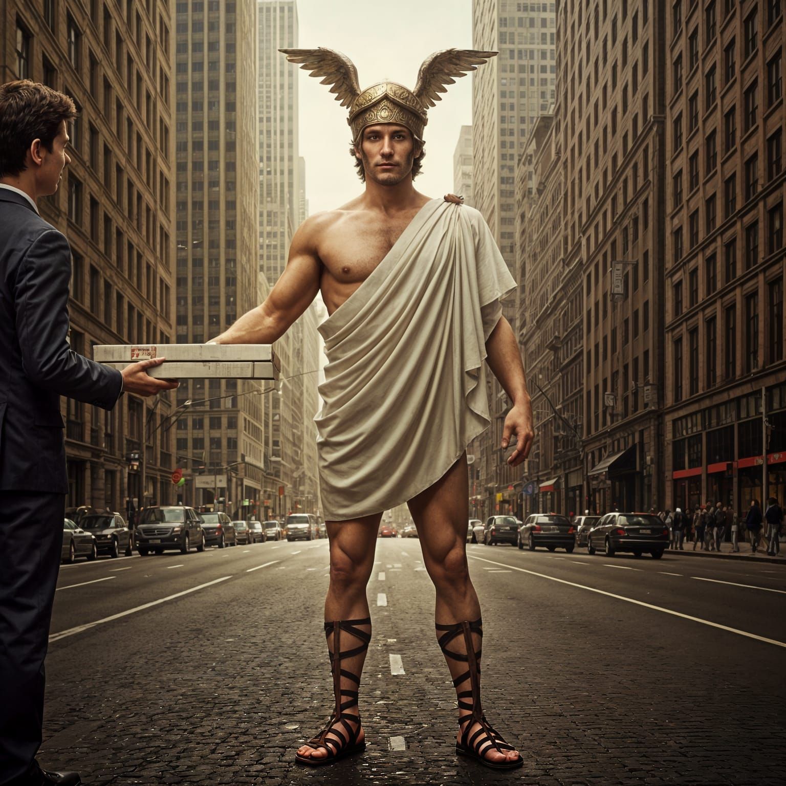 God of Speed Delivers Pizza in the City