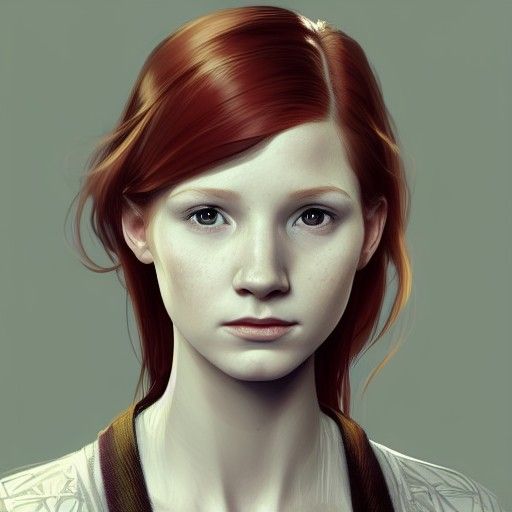 Detailed Portrait of Ginny Weasley in Art Nouveau Style