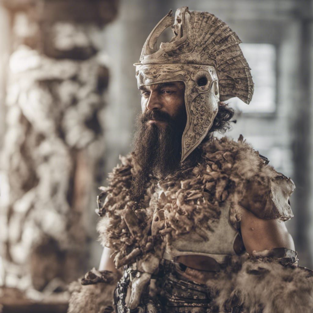 Sumerian Man in Shark Armor, Professional Photography