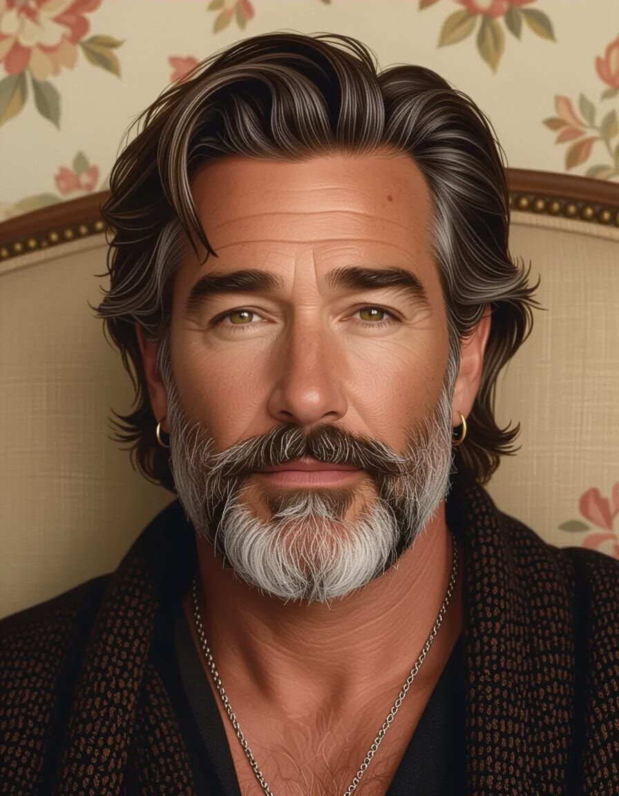 Gentle Man with Gray Beard and Freckles