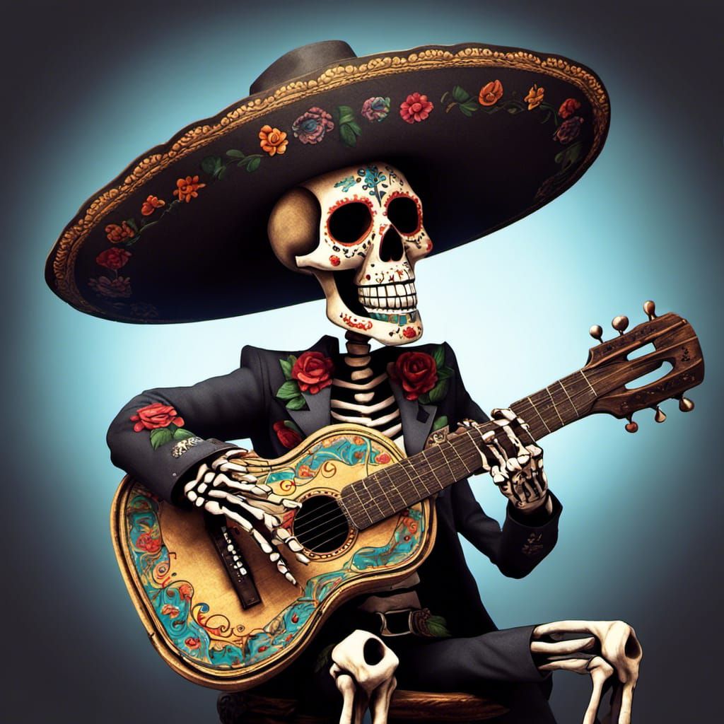 Day of the Dead Mariachi in Digital Art Style