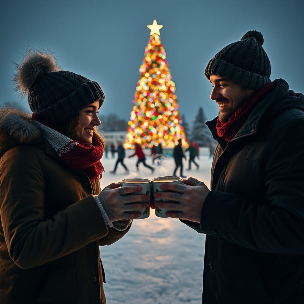Winter Wonderland Couple Shares Hot Cocoa