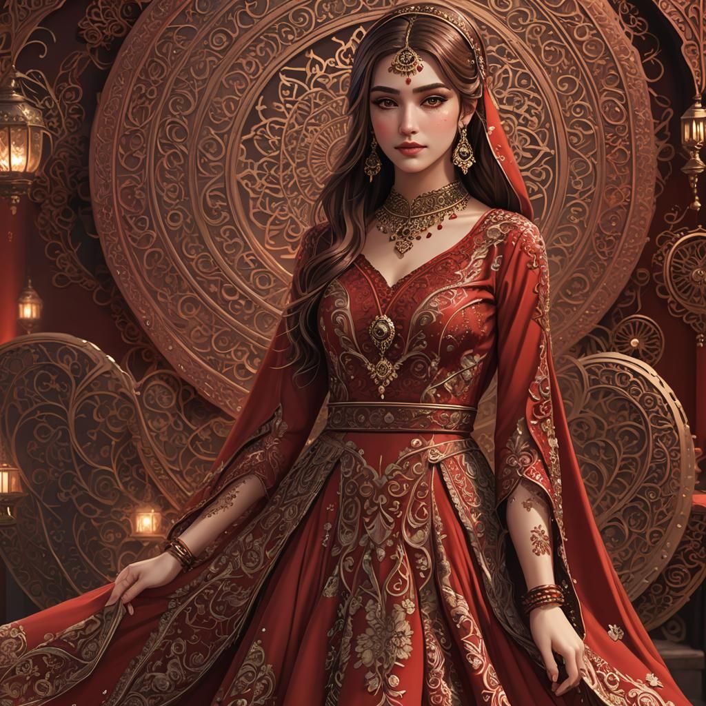 Turkish Women in Red Dresses: 3D Anime Art