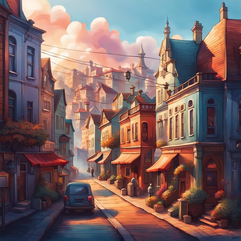 Ethereal Town: Detailed Digital Urban Landscape