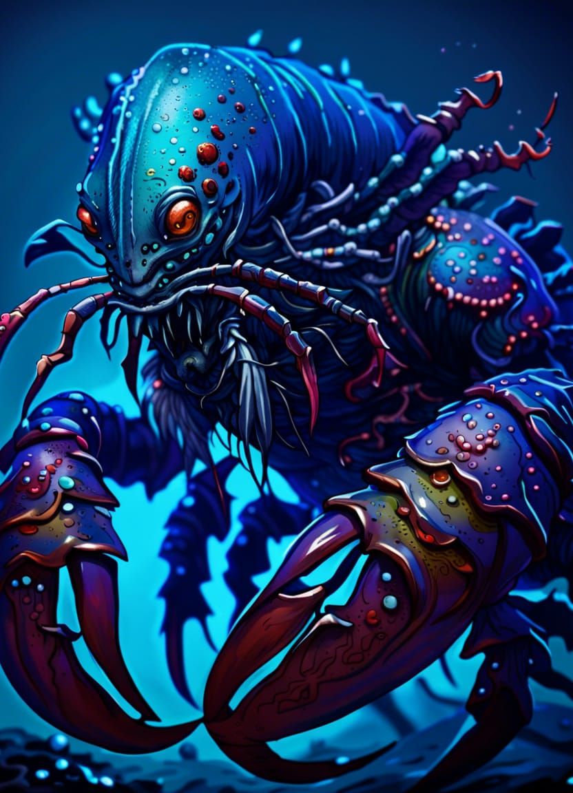 Undead Chuul Lobster Monstrosity with Glowing Eyes