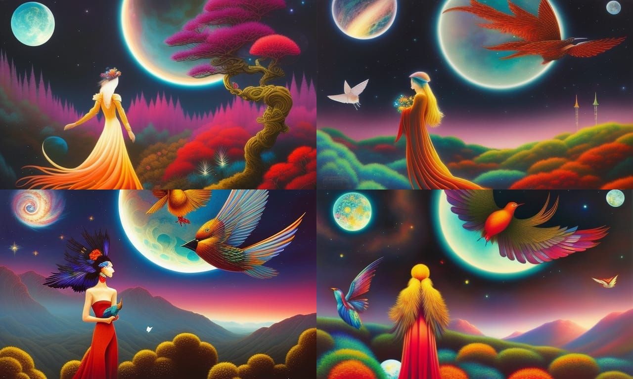 Space Traveler in a Fairytale Coloring Book Style