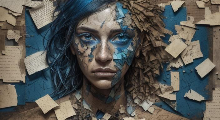 Contraband Paper Portrait in Abstract Expressionism Style