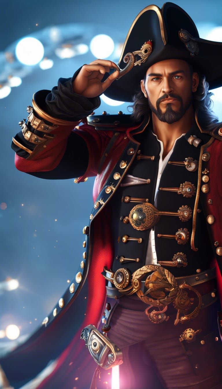 Cyborg Pirate Ship Concept Art in Space