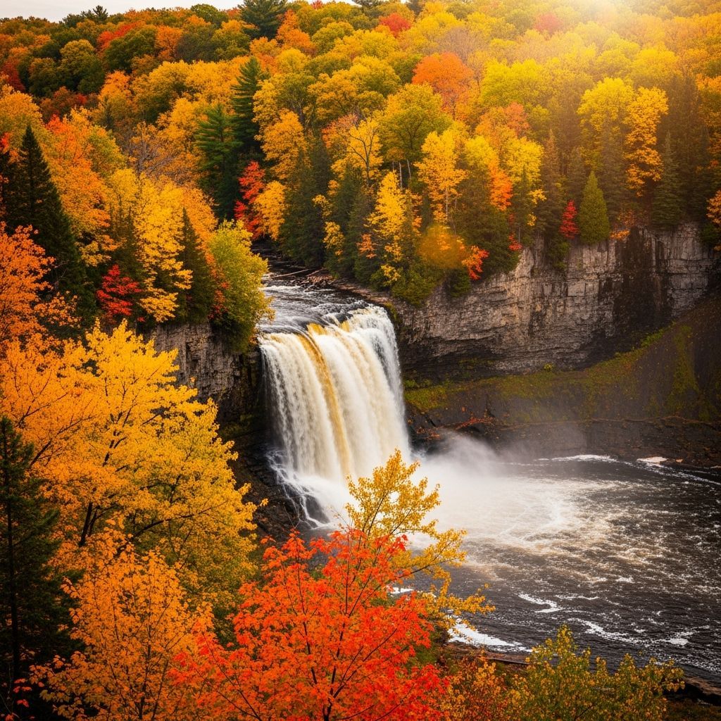 Autumn Waterfall in Minnesota