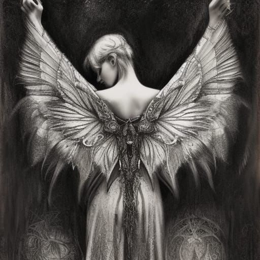 Gothic Logo Charcoal Drawing in Photorealism Style