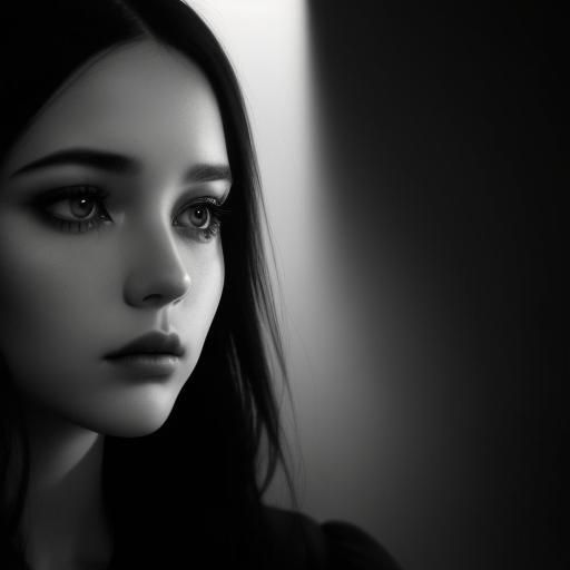 Film Noir Portrait of Woman in Grayscale