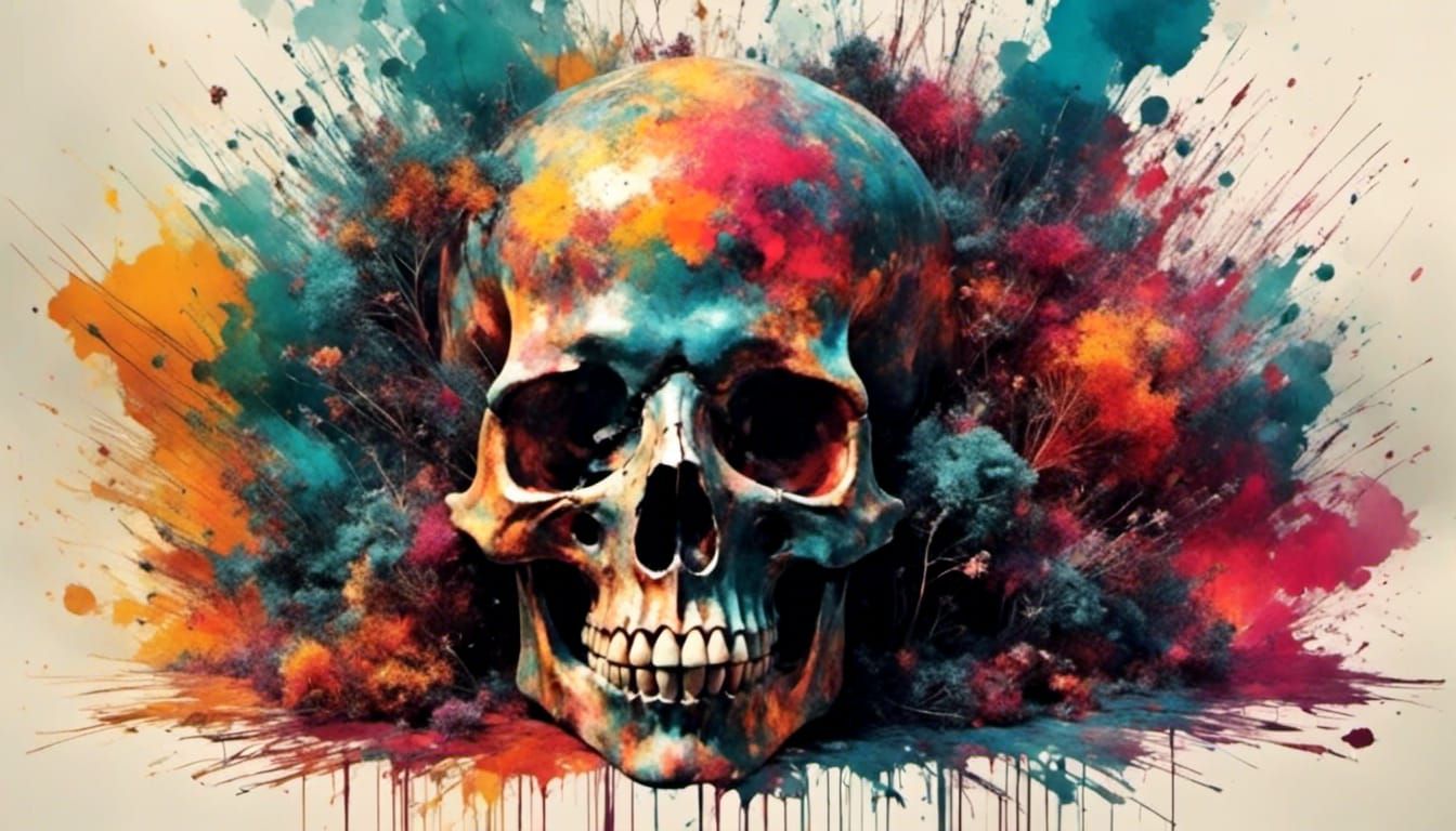 Psychedelic Brushstroke Abstract Design in Vivid Colors