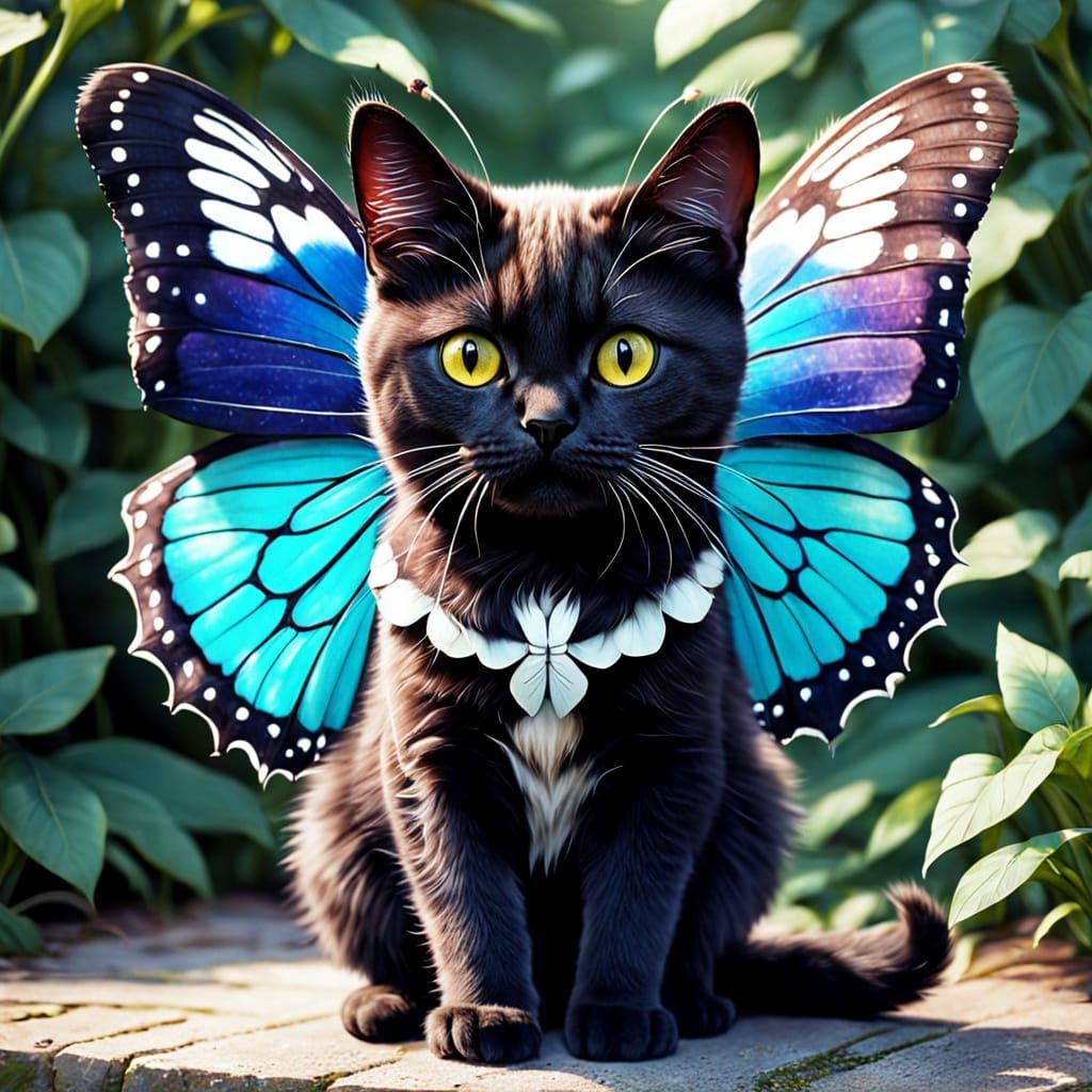 Feline with Butterfly Wings