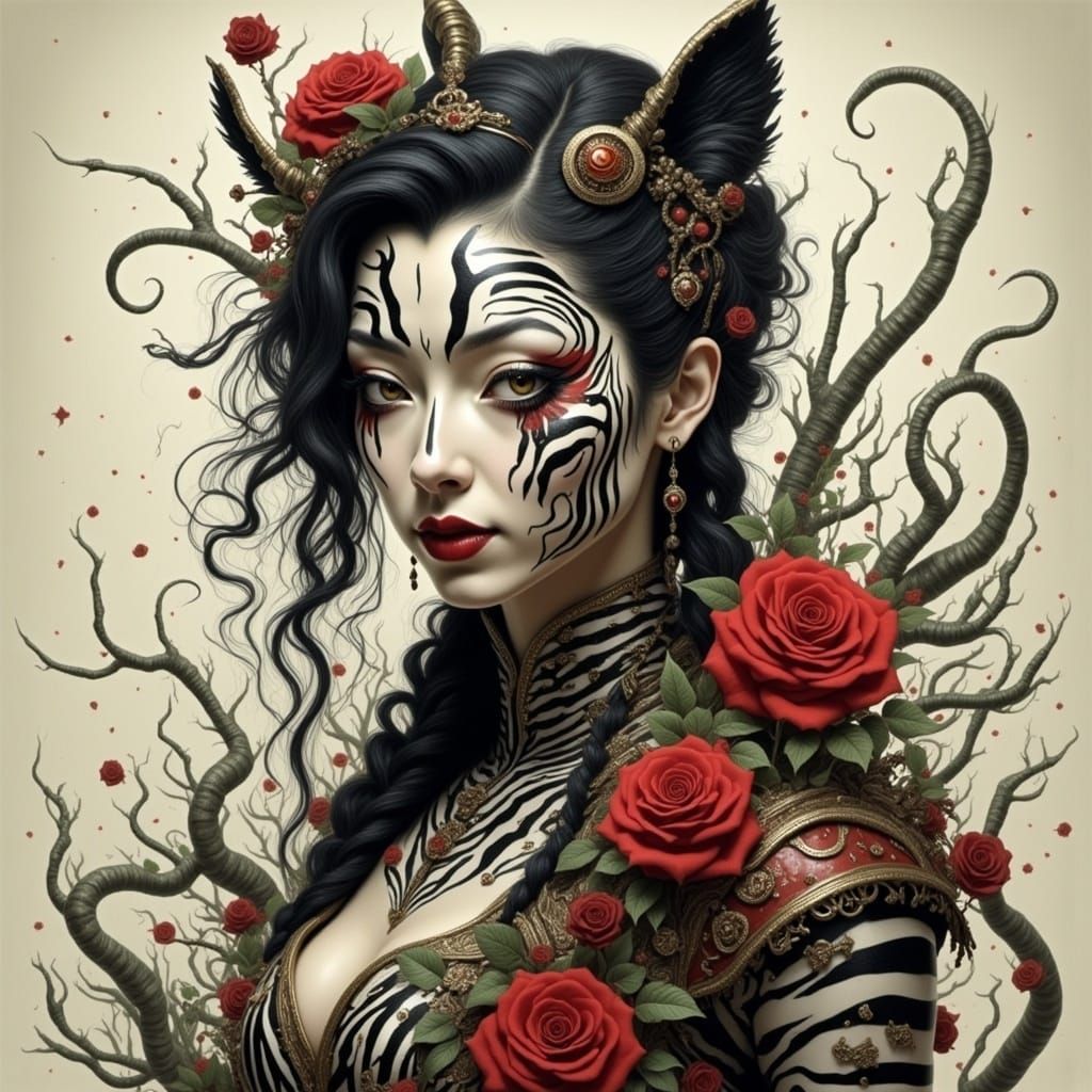 Cyberpunk Zebra Landscape in Neon Hues