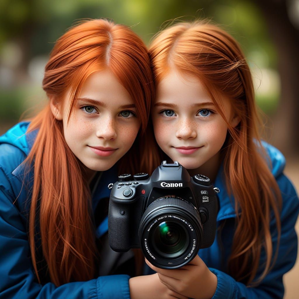 Red-Haired Children Wrapped in Vibrant Israeli Flag