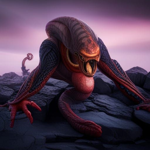 Detailed Cobra Matte Painting in Deep Color