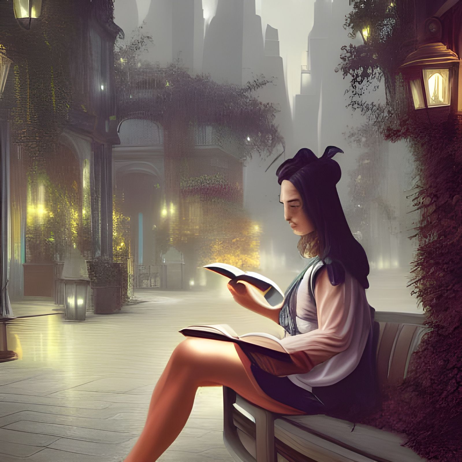 Futuristic City Garden: A Matte Painting in 8K