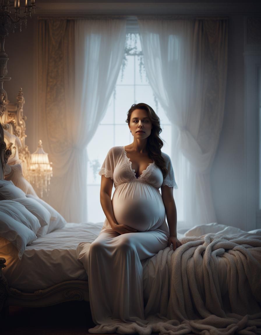Pregnant Woman in White Gown: Digital Matte Painting