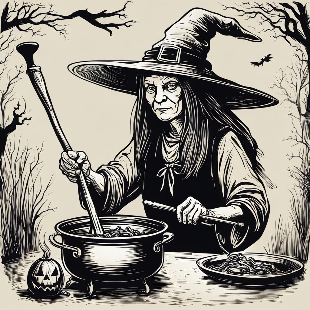 High Definition Witch Stirring Cauldron