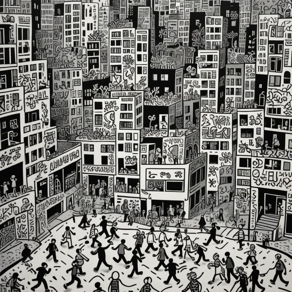 Metropolitan Landscape in Haring Style