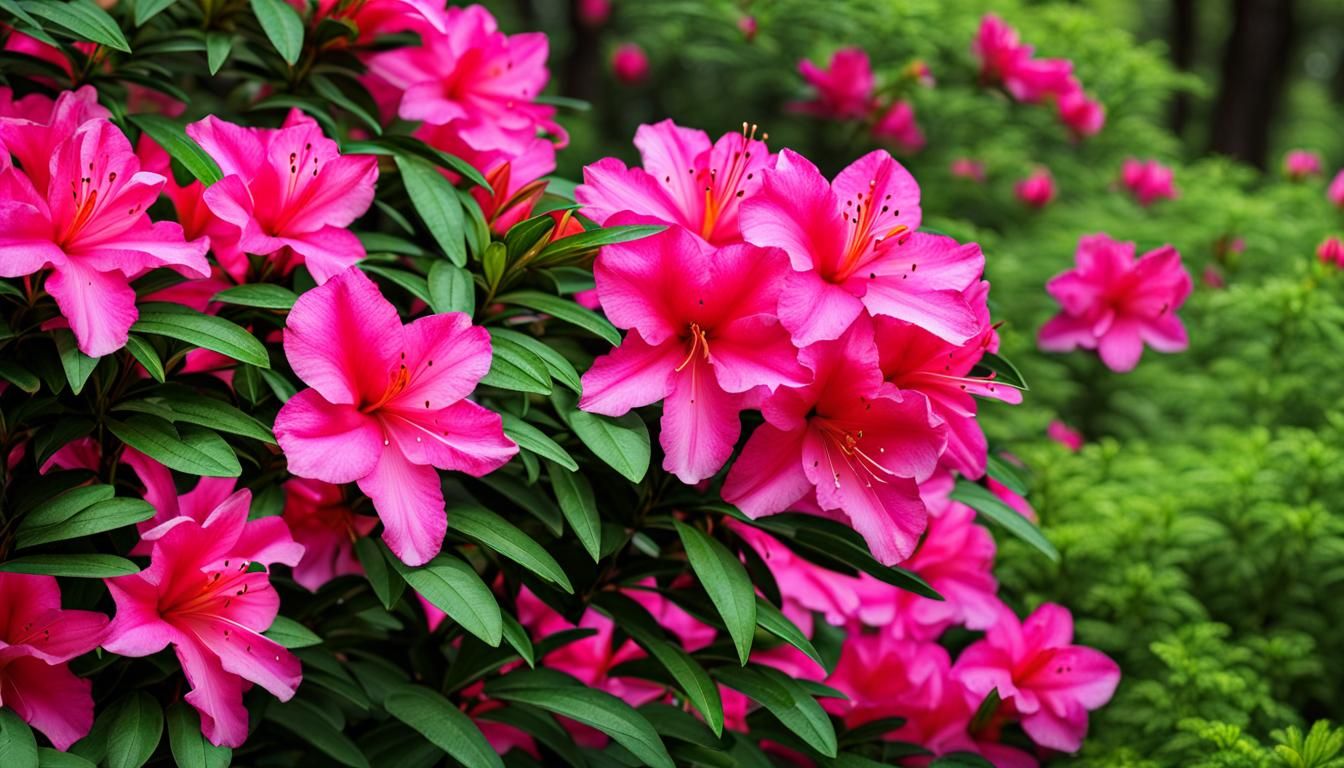 Colorful Azaleas in Bloom