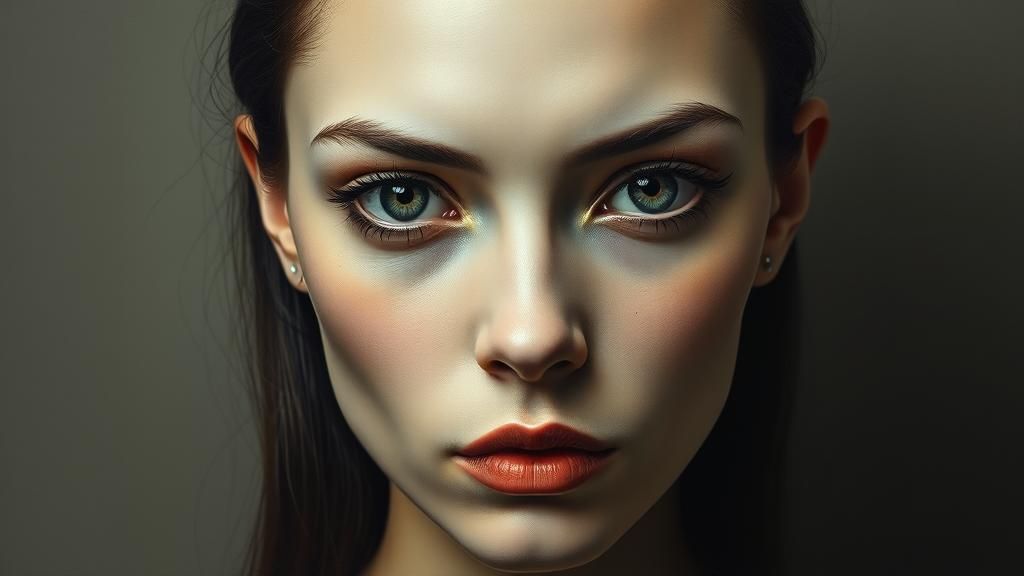 Surreal Portrait: Woman with Void Eyes in Biomechanical Styl...