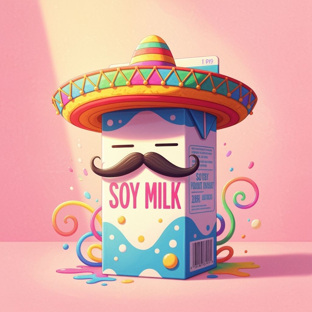 Soy Milk Carton with Sombrero, Digital Painting