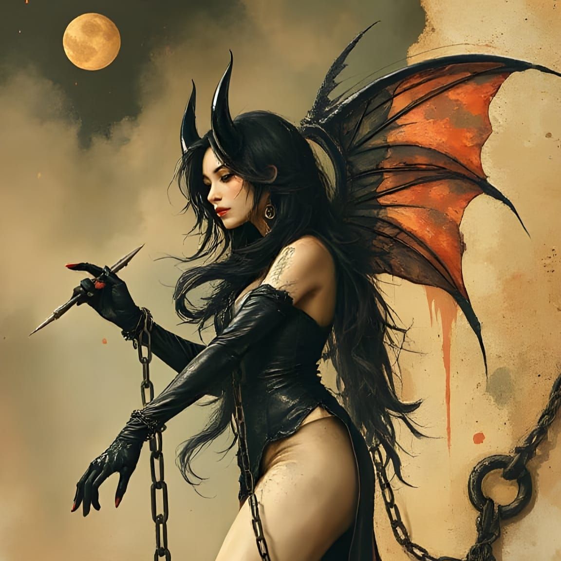 Airbrush Fairytale: Chained Sorceress in Dada Dreamscape