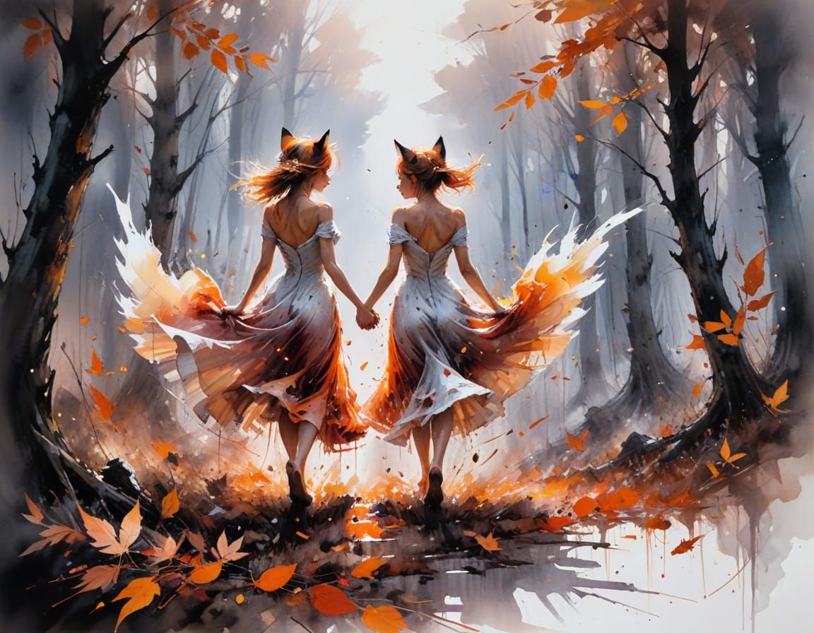 Autumn Forest in Watercolor Style