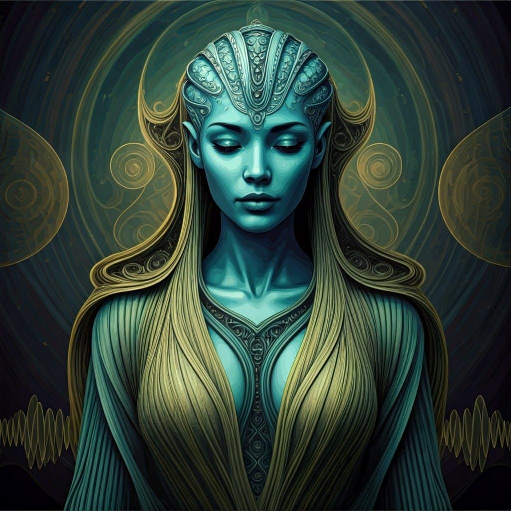 Serene Extraterrestrial in Zentangle Style