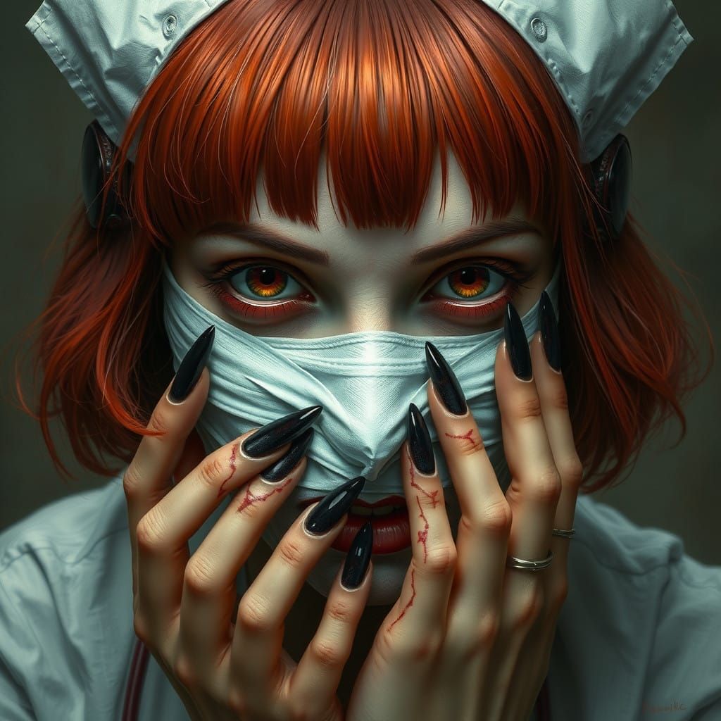 Ethereal Nurse in a Haunting Closeup