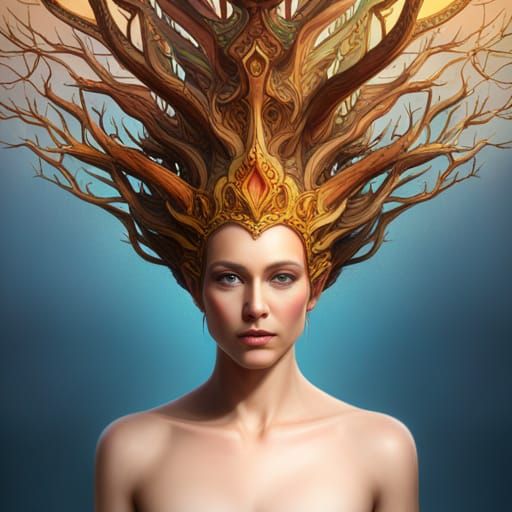 Majestic Life Tree in Hyperrealistic Splash Art