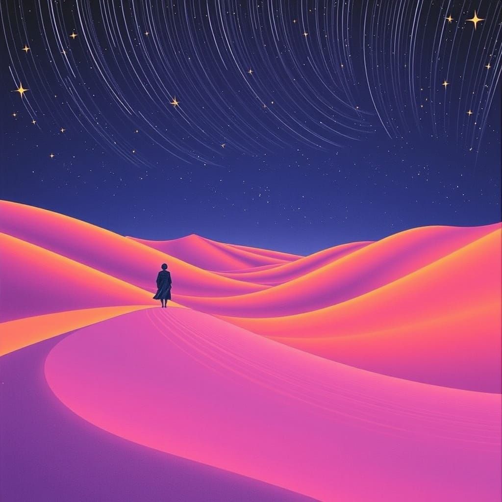 Ethereal Sandworms Unfold in Infinite Dune Maze